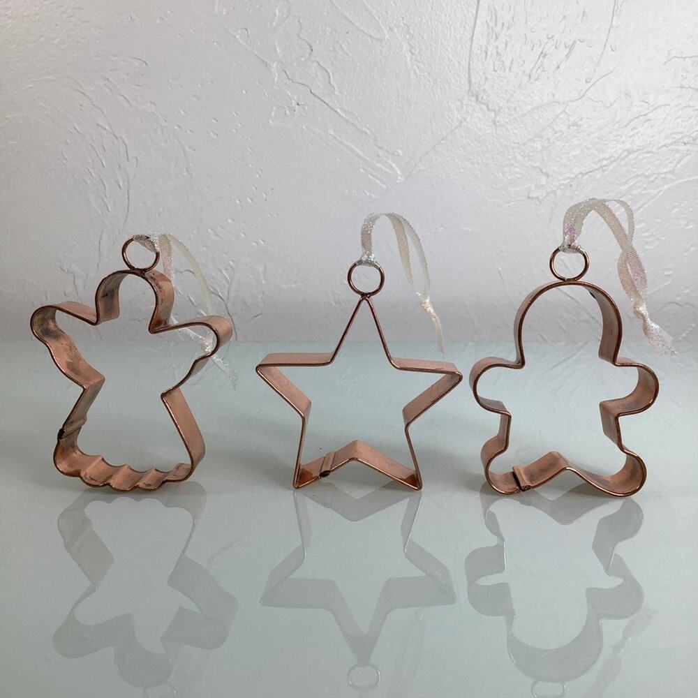 Christmas Copper Cookie Cutters Heavy Duty Vintage Angel star snowman EUC